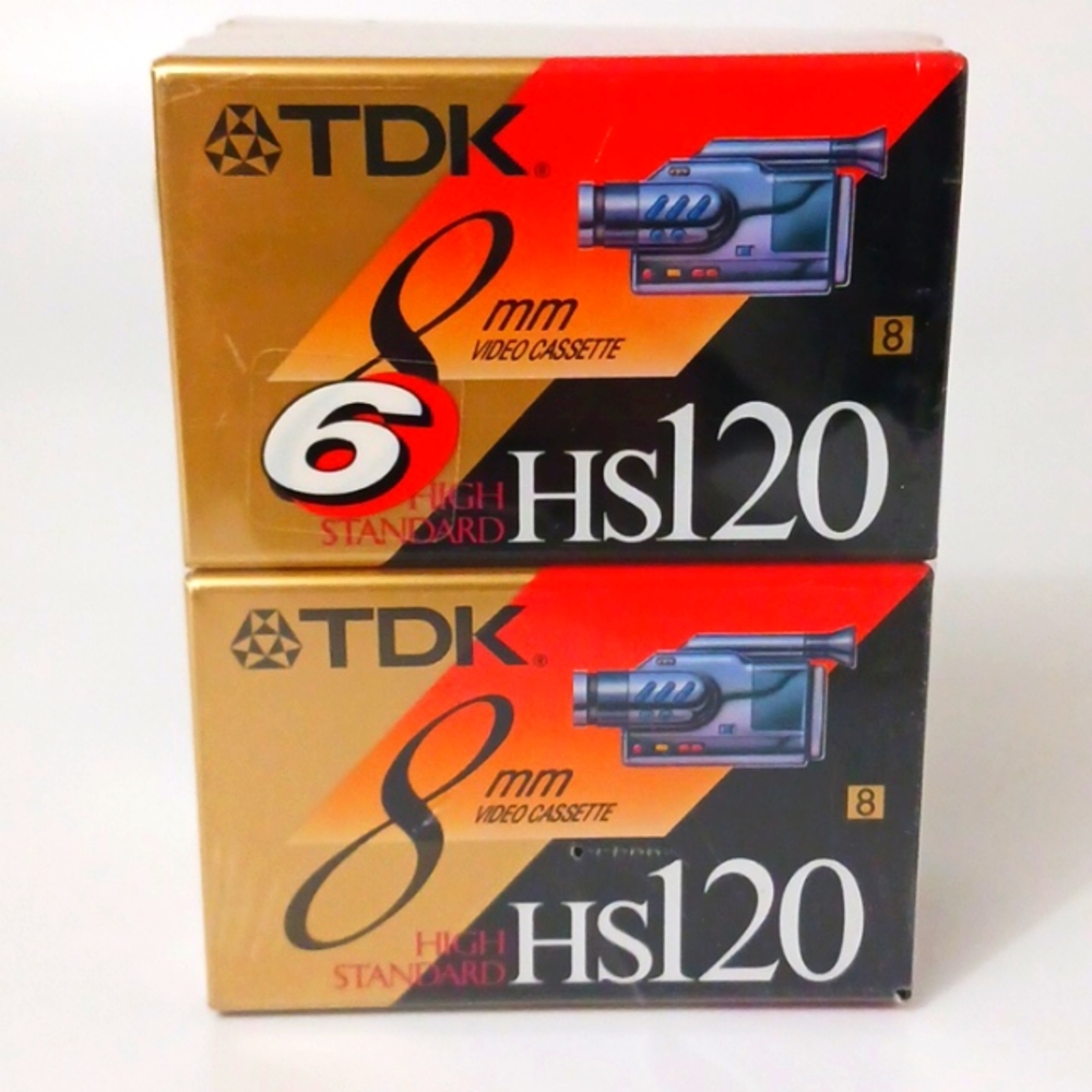 TDK 8mm High Standard HS120 video cassette tapes.